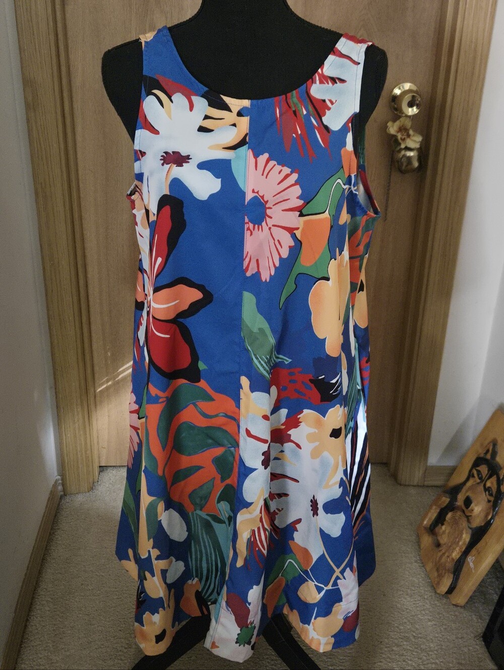 Vacation Resort Sleeveless Blue Floral Mini Summer Casual Dress